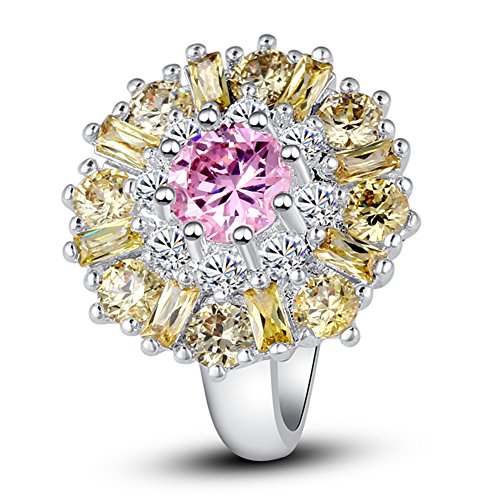 Psiroy Women's 925 Sterling Silver 5cttw Pink Topaz Filled Ring
