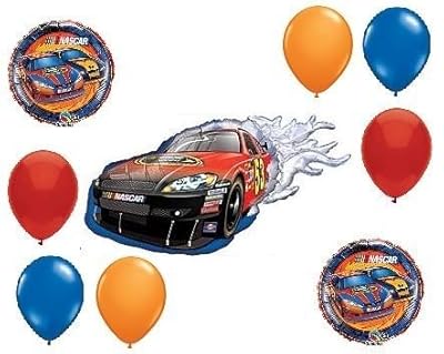 Nascar Racing Happy Birthday Party Balloon Decorations Supplies 9 piece set
