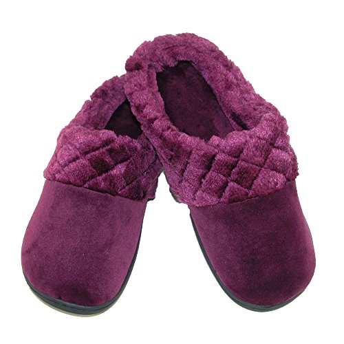 Dearfoams Womens Velour Clog Slipper with Cuff and Memory Foam