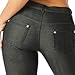 YELETE Herringbone Solid 5 Pocket Fashion Jegging with Rhinestones