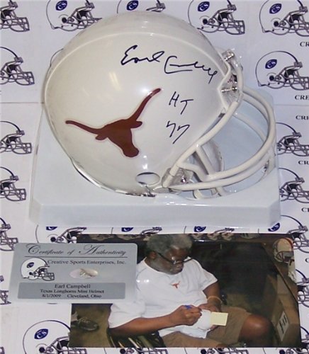 Earl Campbell Autographed/Hand Signed Texas Longhorns Mini Helmet with 77 Inscription
