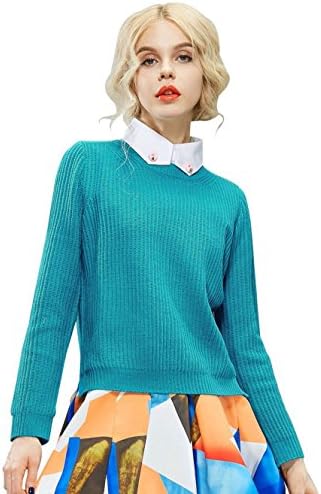 Elf Sack Womens' Spring Sweatershirt Pullover False Two Piece Beads Large Size Green