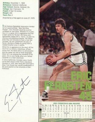 Eric Fernsten Signed 1981 Boston Celtics Yearbook Photo Page - Autographed NBA Magazines