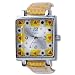 Pugster Square Yellow Band Flower Encircled Murano Millefiori Watch Wrist