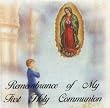 100 First Communion Mini Remembrances Cards in English - Boy and Guadalupe, 1.5" x 2.5"