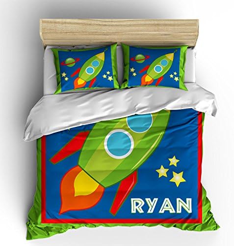 Outer Space Adventures Theme Kids Personalized Bedding/Duvet Cover, Twin (68"x88")