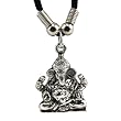 Seated Ganesh Pendant in Black Thread