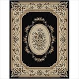 IMAGE OF Rhine Aubusson Black / Ivory Oriental Rug Size: Runner 2'3
