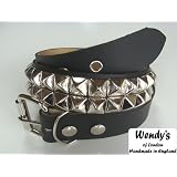 ウェンディーズ WENDY'S of LONDON 2連 ラージ ピラミッド スタッズ ベルト(SV/BK)[並行輸入品]