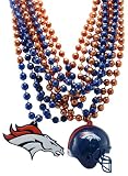 NFL Denver Broncos Team Medallion, Mini-Helmet and Mardi-Gras Bead Set