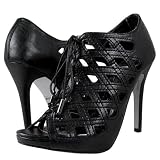 Fume98 Caged Lace Front High Heel BLACK
