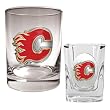 Calgary Flames Rocks Glass & Square Shot Glass Set - Primary Logo NHL Hockey