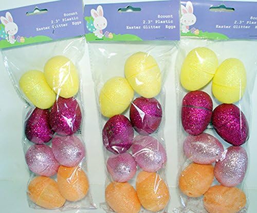 Plastic Easter Glitter Eggs - 3 (8 Packs)