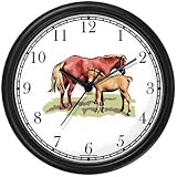 Mare and Foal Horse Wall Clock by WatchBuddy Timepieces (Slate Blue Frame)