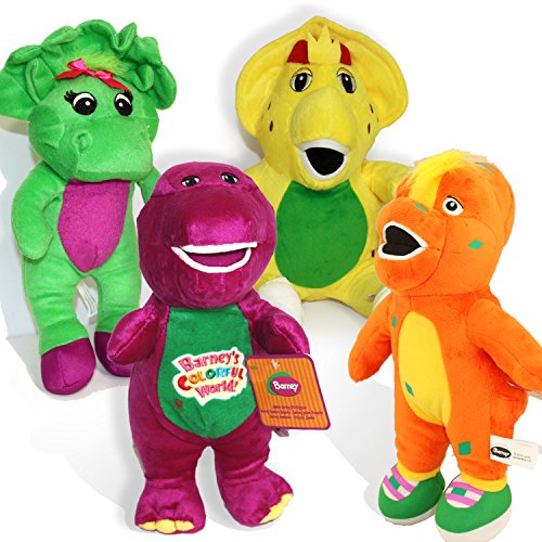 Barney and Friends Baby Bop Bj Plush Stuffed Toys 12" 4pcs Doll Singing I Love You (12")