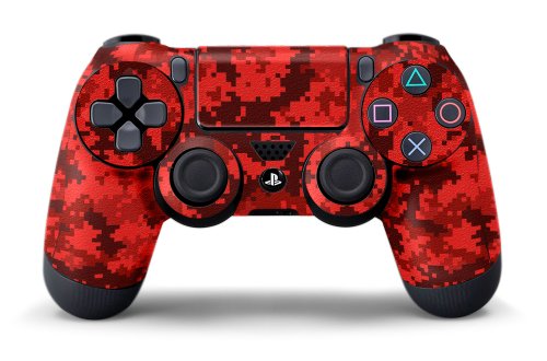 Designer Skin Compatible with PS4 Controller, Decal Sticker Compatible with Sony PlayStation 4 DualShock Controller - Digicamo Red