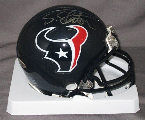 Steve Slaton Autographed/Hand Signed Houston Texans Mini Helmet