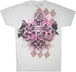 Sanctify Argyle Roses Cross White T-Shirt Tee