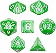 7 Die Polyhedral Dice Set - Imperial Gem (Marble Green) with Velvet Pouch By Wiz Dice