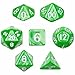 Wiz Dice 7 Die Polyhedral Dice Set - Imperial Gem (Marble Green) with Velvet Pouch