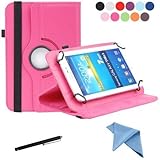 EEEKit Rotating Stand Cover Case for 7 inch Tab Epad ASUS ZenPad,HP 7 Plus G2,Astro Tab A724 7,Dragon Touch M7 Vulcan Journey 7 (Hot Pink)