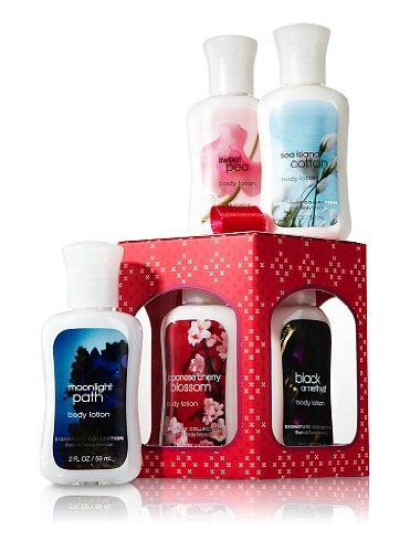 Bath and Body Works Body Lotion 5 Pcs Gift Set Includes Japanese Cherry Blossom, Sweet Pea, Sea Island Cotton, Black Amethyst and Moonlight Path