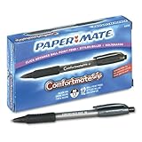 Paper Mate Comfortmate Grip Retractable Medium Tip Ballpoint Pens, 12 Black Ink Pens (6430131)