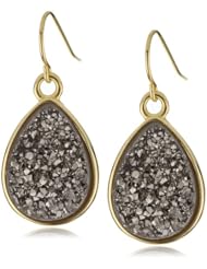Marcia Moran "Illume" Titanium Druzy Stone Small Drop 18k Gold-Plated Earrings