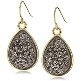 Marcia Moran Titanium Druzy Stone Small Drop 18k Go