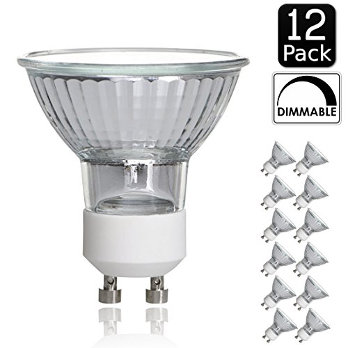 Luxrite LR20490 (12-Pack) 35W/GU10/120V 35-Watt MR16 Halogen Light Bulb, Glass Cover, Dimmable, 320 Lumens, GU10 base