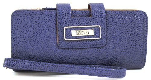 Kenneth Cole Reaction Womens Shiny Textured Tab Clutch Wristlet Wallet