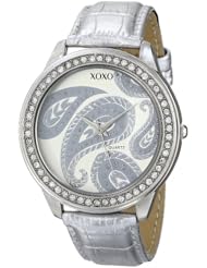 XOXO Womens XO3184 Silver Dial Silver Crocodile Genuine Leather Watch
