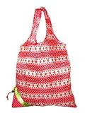 Reusable Shopping Tote Bag - Folded into a Strawberry - Small Strawberry Pattern 3 / Red