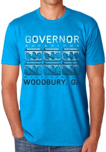 Mens The Governors Aquariums Woodbury Zombie Apocalypse T-Shirt, Large, Turquoise
