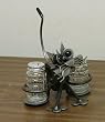 Cassandra the Cat Recycled Scrap Metal Handcrafted Salt and Pepper Shakers