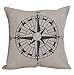 Decorbox Cotton Linen Decorative Throw Pillow Cushion Case Compass Cushion Cover