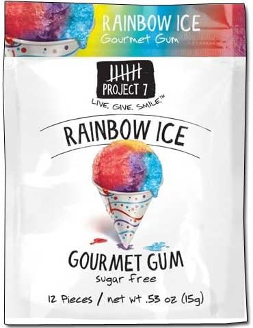 Project 7 Summer Snow Rainbow Ice Sugar Free Gum .53 oz each (6 Items Per Order)