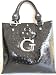Guess Ozzie Patent Ostrich Lunch Tote in Black (GUESS HANDBAGS, PURSES, BAGS)