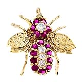 Ruby 18K Gold Over 925 Sterling Silver Pin Brooch
