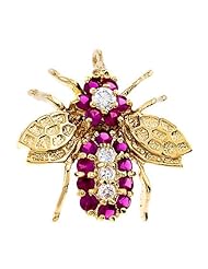 CleverSilvers Ruby 18K Gold Over 925 Sterling Silver Pin Brooch