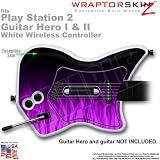PS2 Guitar Hero I & II White Wireless Controller Skin Fire Purple by WraptorSkinz TM (GUITAR NOT INCLUDED)