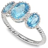 Three Stone Blue Topaz Ring