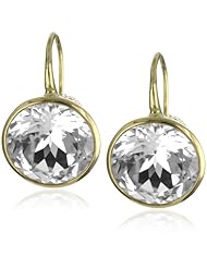 Ray Griffiths 18k Yellow Gold Medium Round White Topaz Hook Earrings
