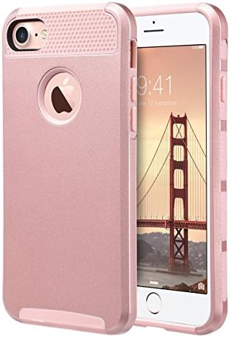 iPhone 7 Case,Wostyle [Dual Layer] Slim [Scratch Resistant] Hard Back Cover [Shock Absorbent] Protection TPU Bumper Case for Apple iPhone 7 [4.7 inch] (Rose Gold)