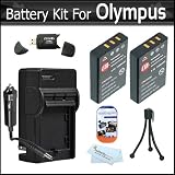 2 Pack Battery And Charger Kit For Olympus VR-340, SZ-12, XZ-1 SZ-10 SZ-20 SZ-30MR SP-800UZ SP-810UZ SZ-11 SZ-31MR iHS Digital Camera Includes 2 Extended (1000maH) Replacement LI-50B Batteries + AC/DC Charger + LCD Screen Protectors + Mini Tripod + More