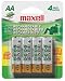 Maxell Rechargeable 2100mah Ni-Mh Aa Batteries - 4 Pack Fully Charged Ready For First Use