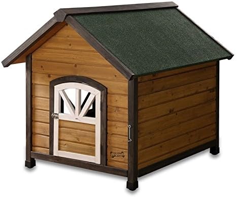 Rustic Doggy Pet Cabin Doggy Den Wood Dog House with Door Hook Raised Floor (Medium)