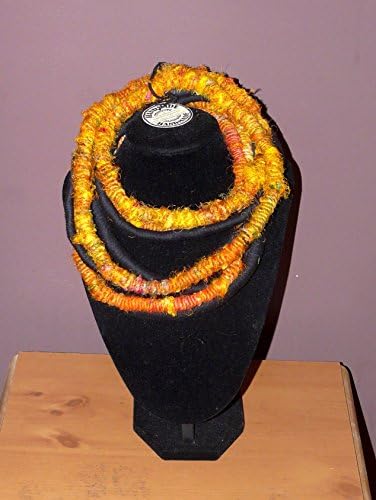 Unique/ Eye catcher/ Yarn wrapped necklace/ Sari Silk Yarn/ Amber/ Black/ Street Style/ African Style/ Hippie/ Hipster