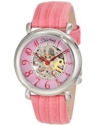 Stuhrling Original Womens 108.1215A9 Classic Metropolis Wall Street Automatic Skeleton Pink Watch