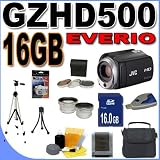 JVC GZ-HD500 80 GB High Definition HDD Camcorder (Black) BigVALUEInc Accessory Saver 16GB Filters/Lenses Bundle